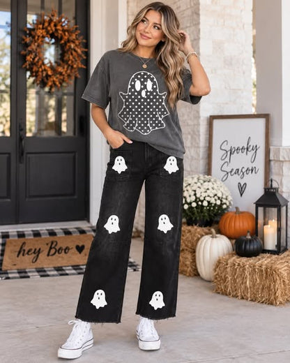 Halloween- Polka Dot Ghost Top