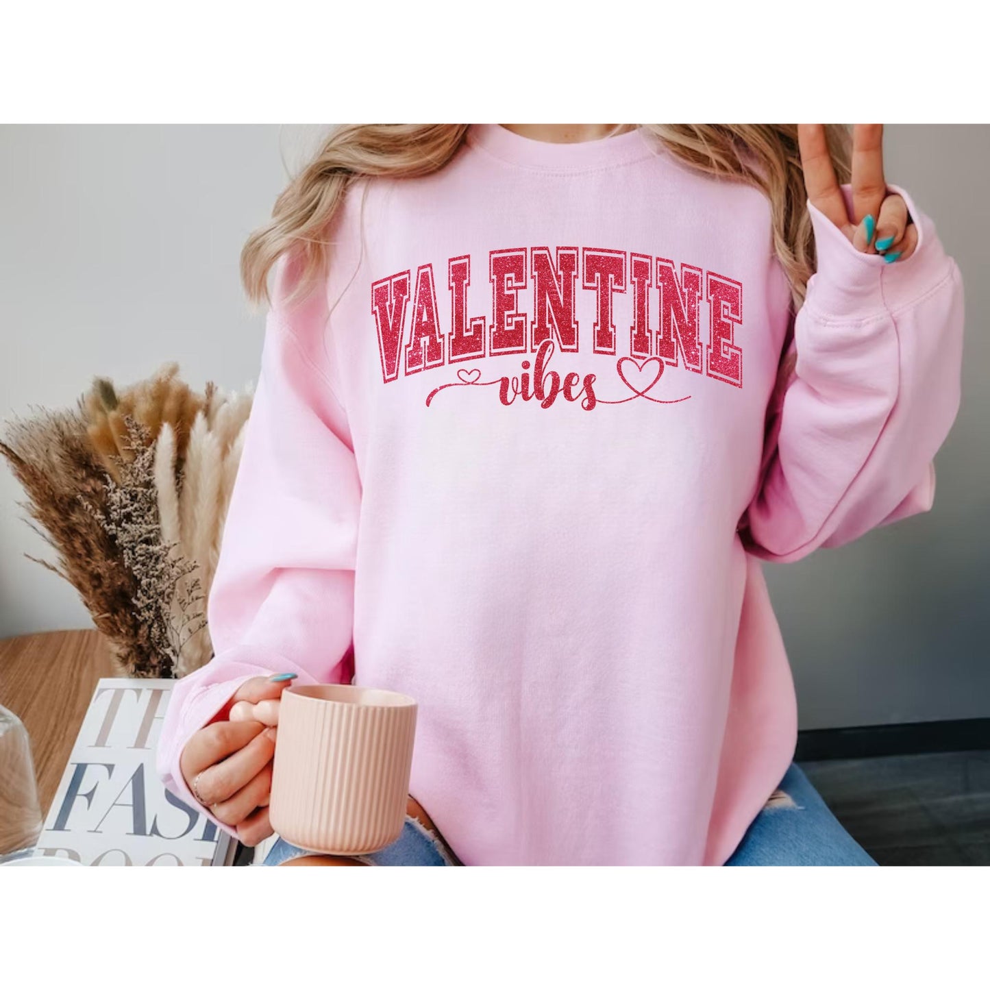 Valentine Vibes Faux Glitter Top