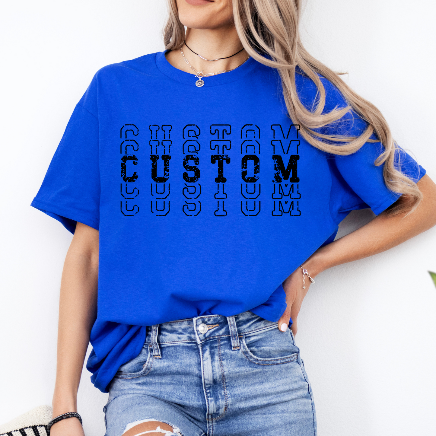 CUSTOM TEAM STACKED- Short & Long Sleeve T-Shirt