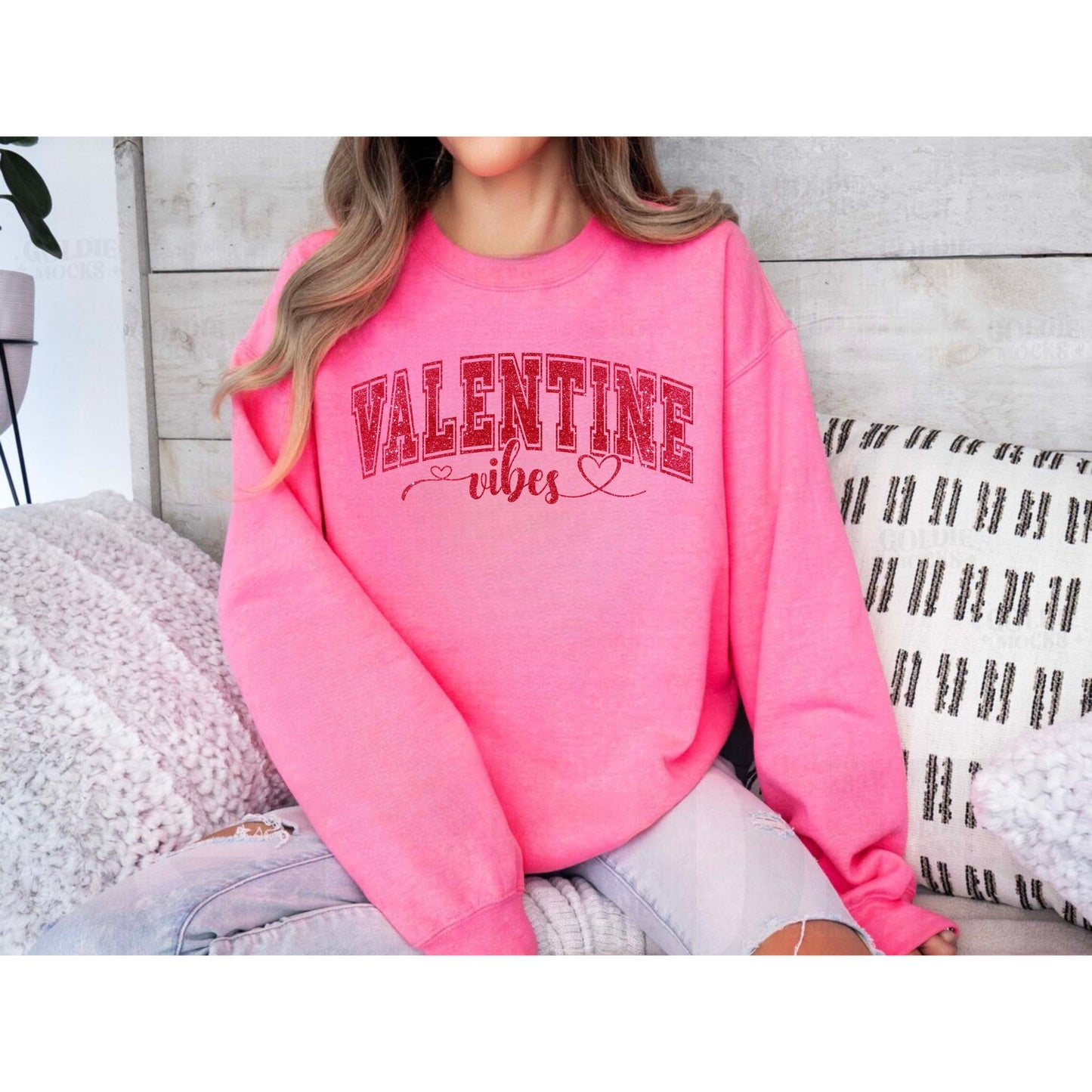 Valentine Vibes Faux Glitter Top