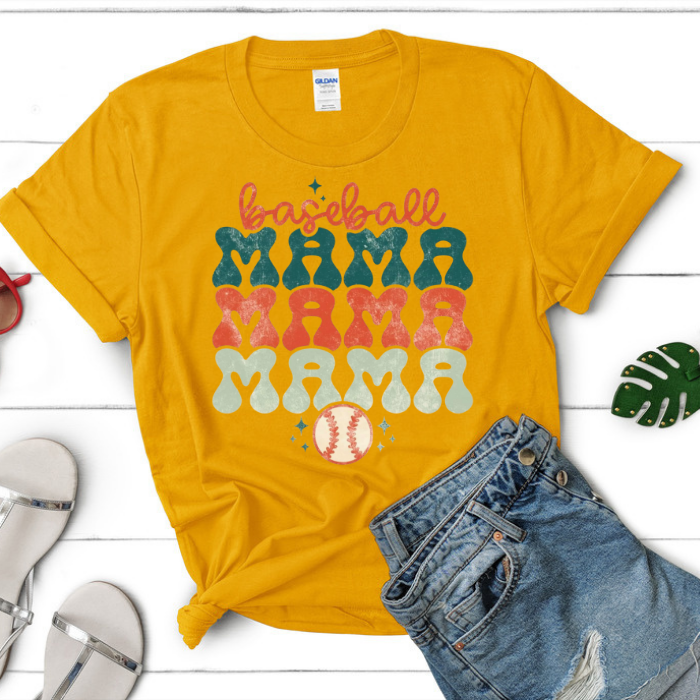 Bubble Letter Baseball MAMA Top