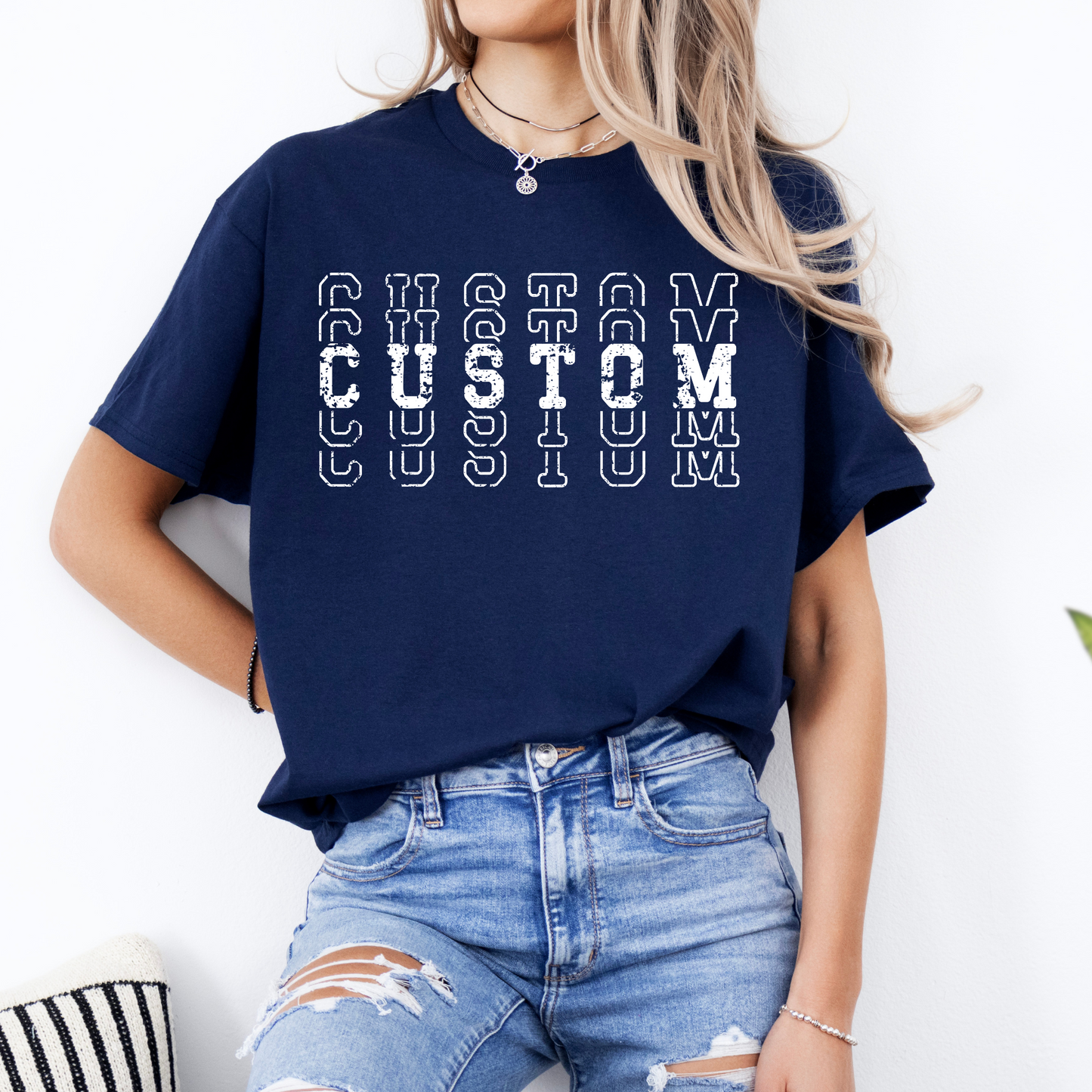 CUSTOM TEAM STACKED- Short & Long Sleeve T-Shirt