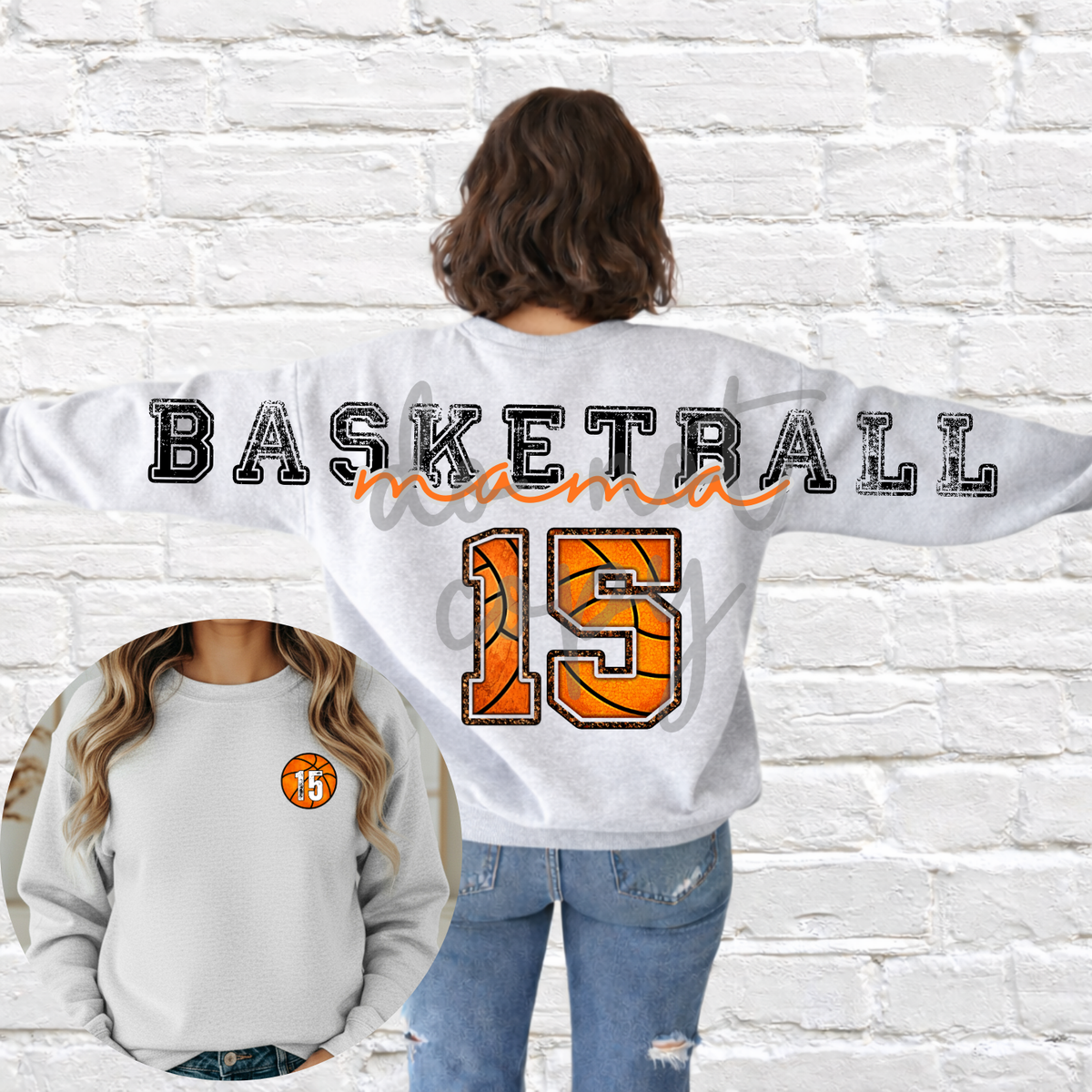 Custom Basketball Mama Name & Number Top — Front & Back — design example 1