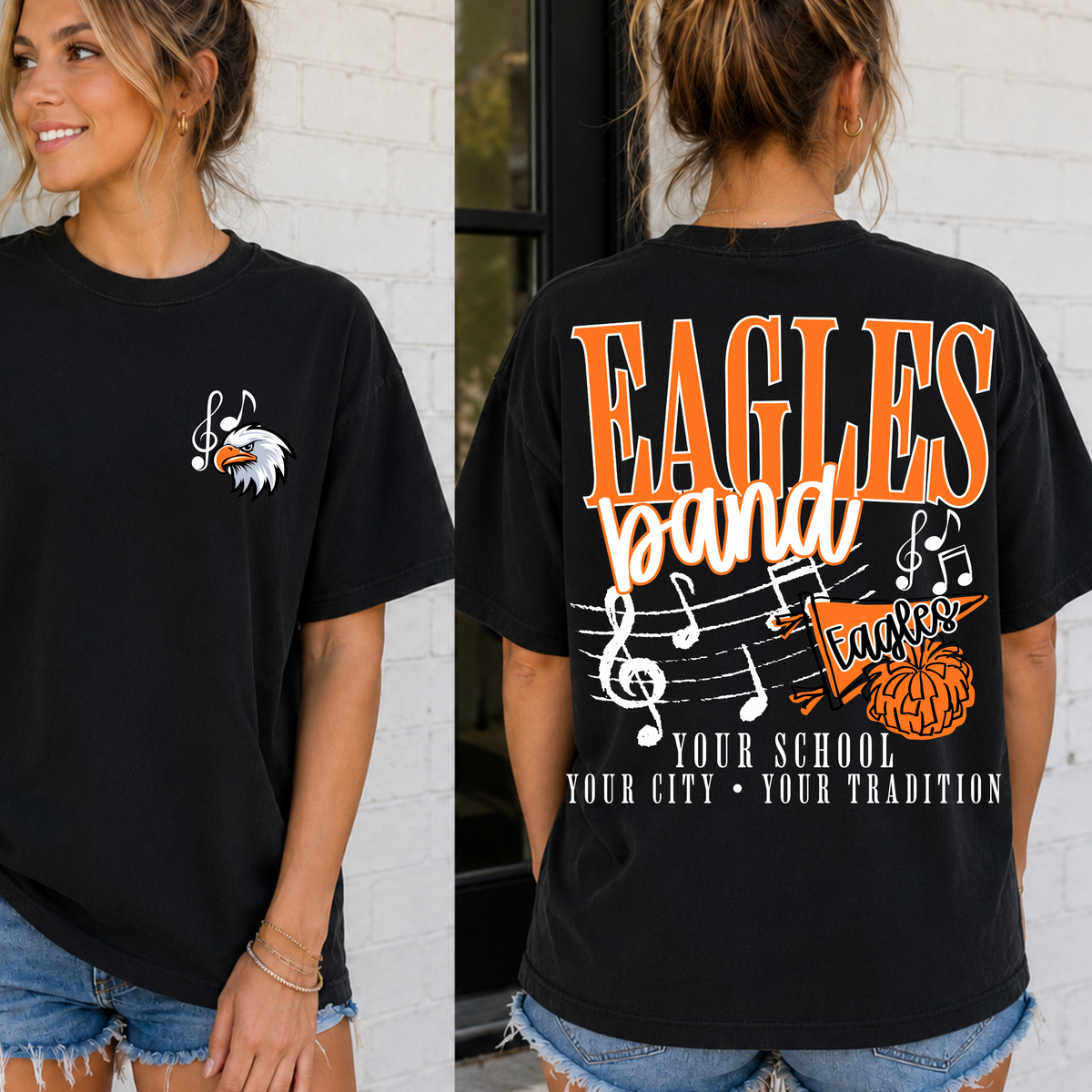 Custom Band School Spirit Mascot Top — design example 1
