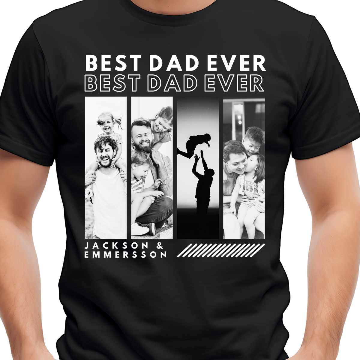 Custom Best Dad Ever Repeated Text Four Photo Top — design example 1