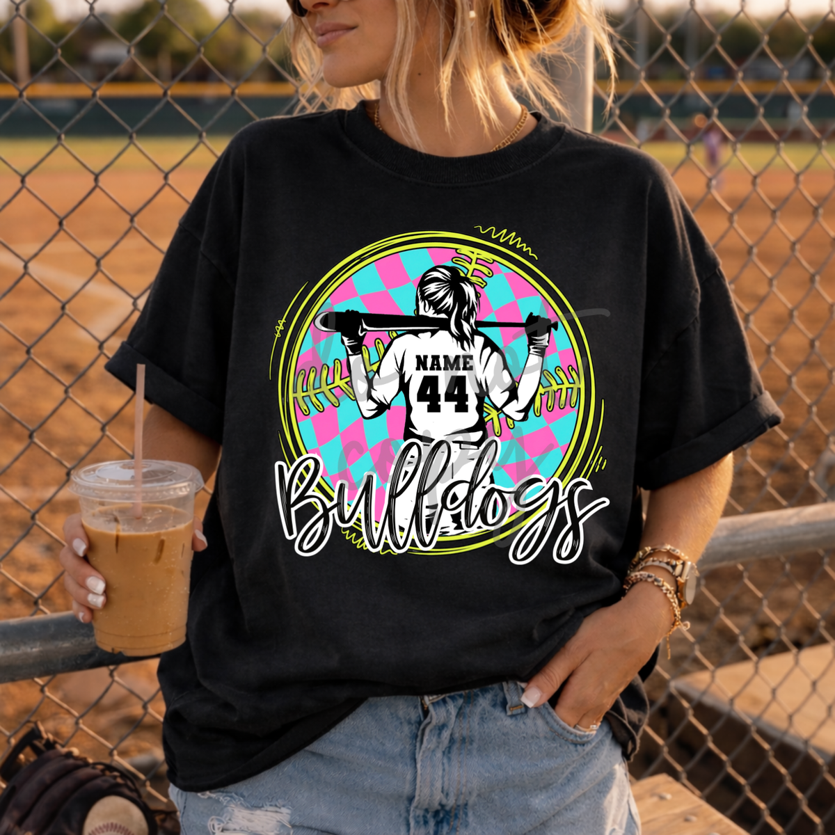 Custom Checkered Baseball or Softball Player Top — design example 1