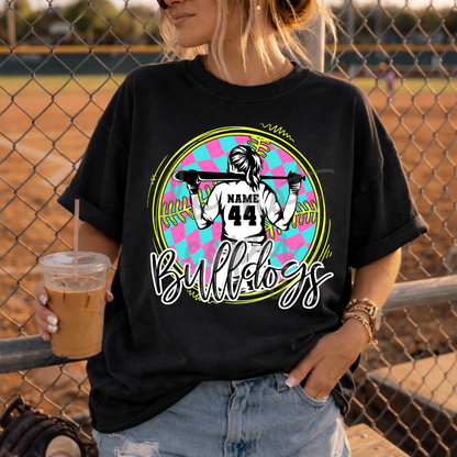 Custom Checkered Baseball or Softball Player Top — design example 1
