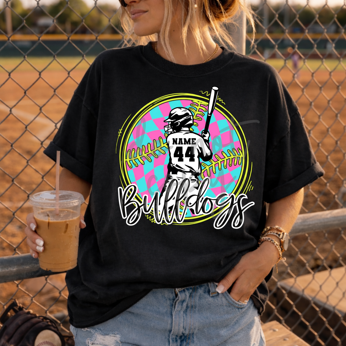 Custom Checkered Baseball or Softball Player Top — design example 2