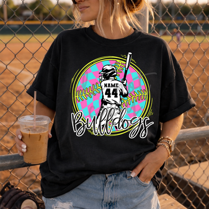 Custom Checkered Baseball or Softball Player Top — design example 2
