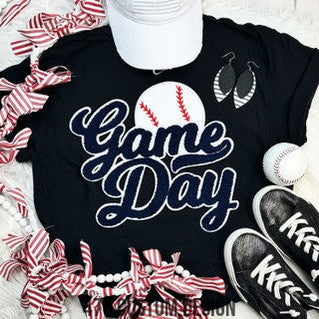 Game Day Baseball Chenille Patch Top-NAVY