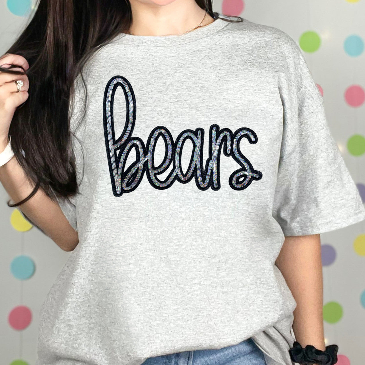 Bears Mascot Real Sequin Patch Top