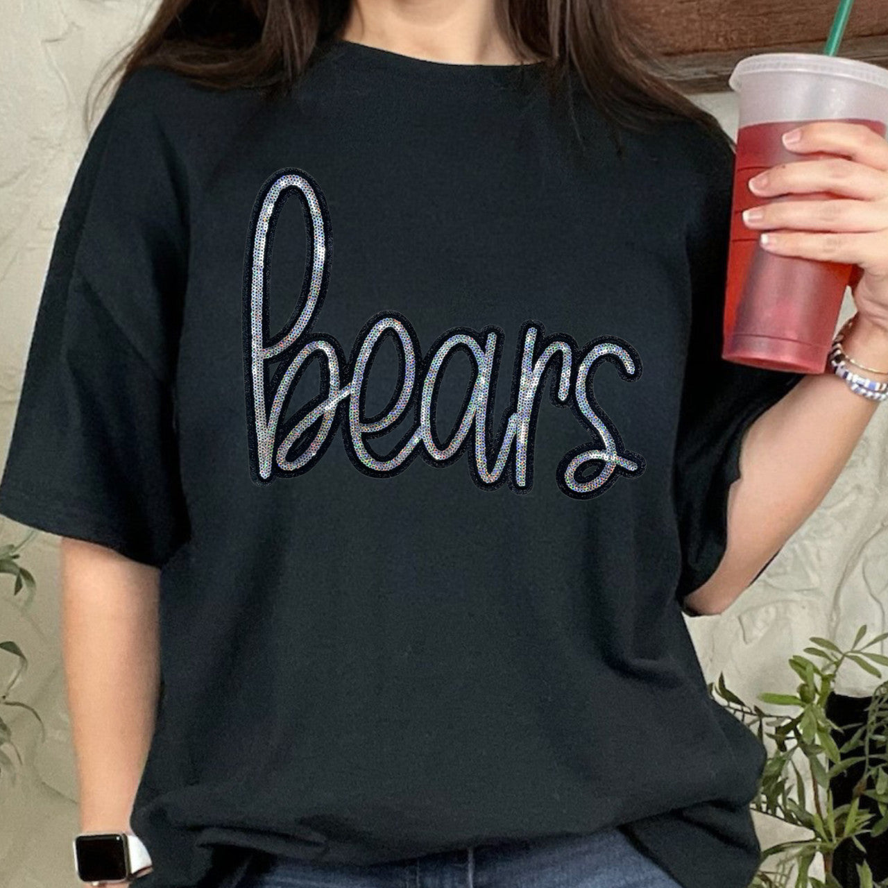 Bears Mascot Real Sequin Patch Top