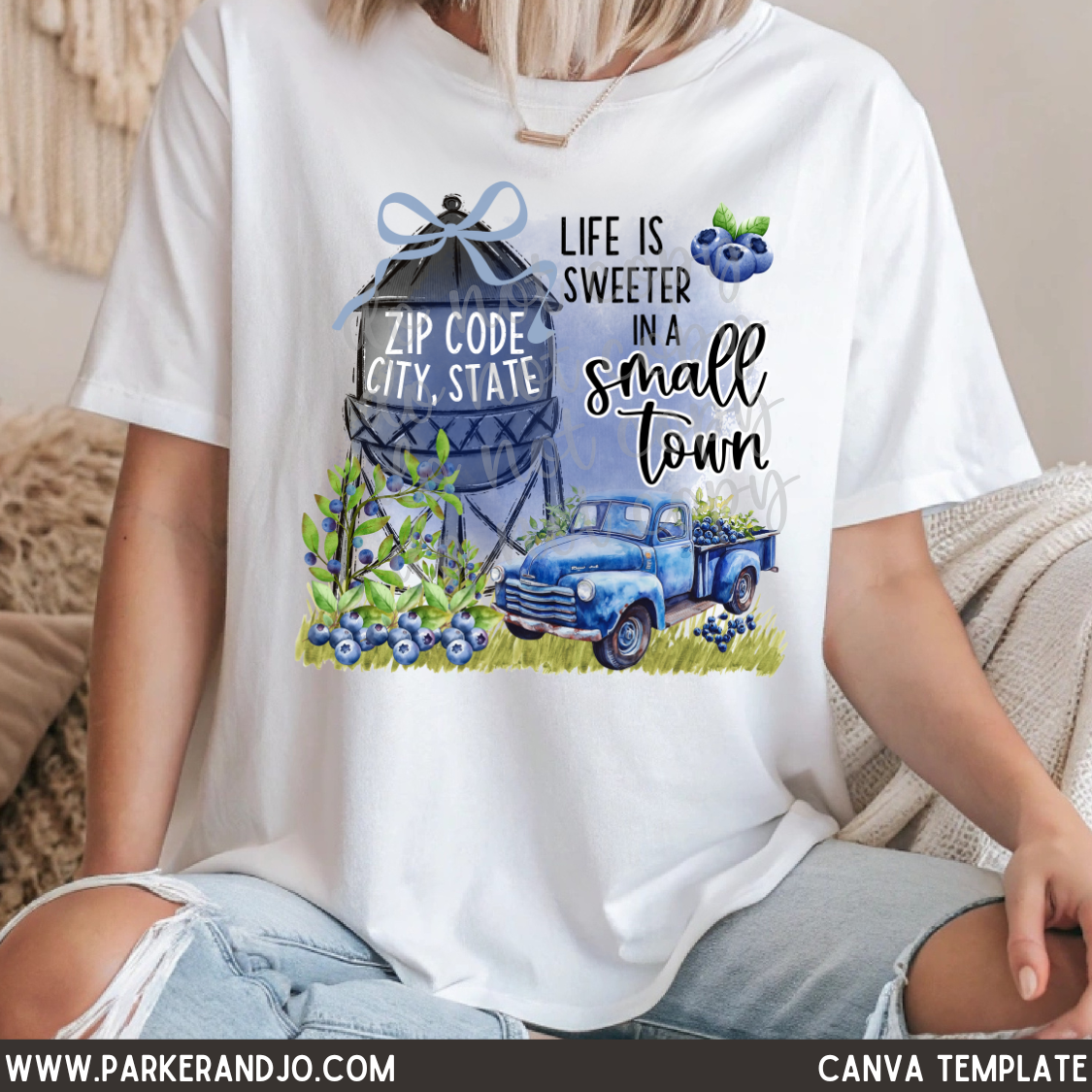 Custom Blueberry Small Town Top — design example 1