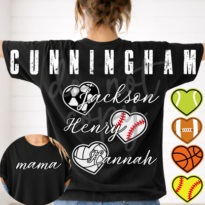 Custom Multi Sports Mama Hearts Editable Top — design example 1