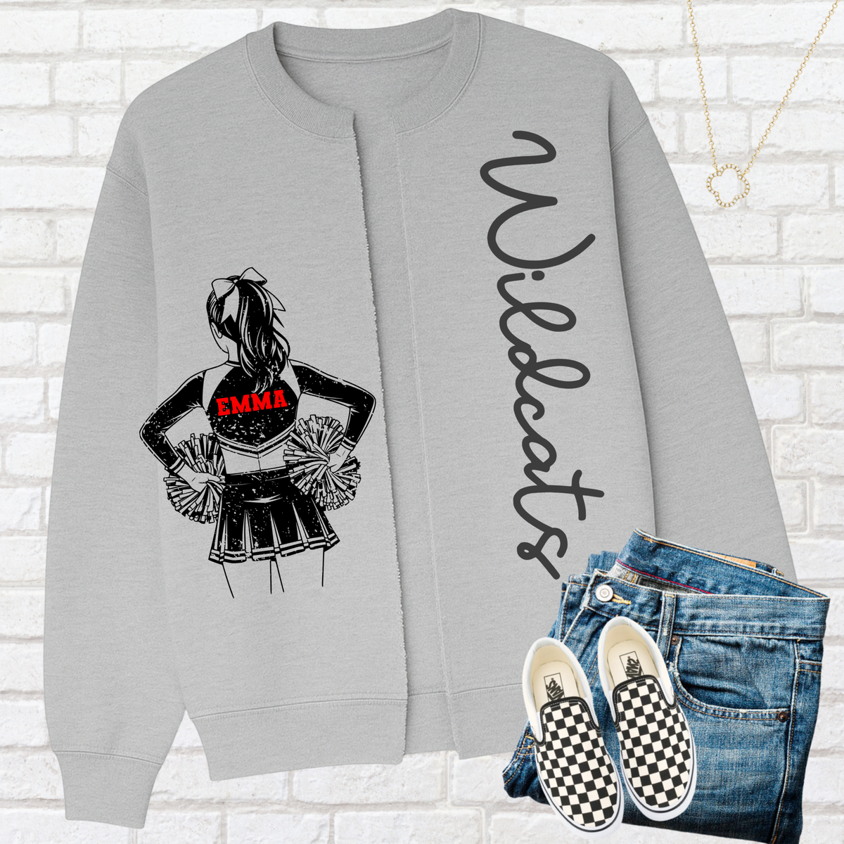 Custom Cheer Split Sweatshirt Top — design example 1