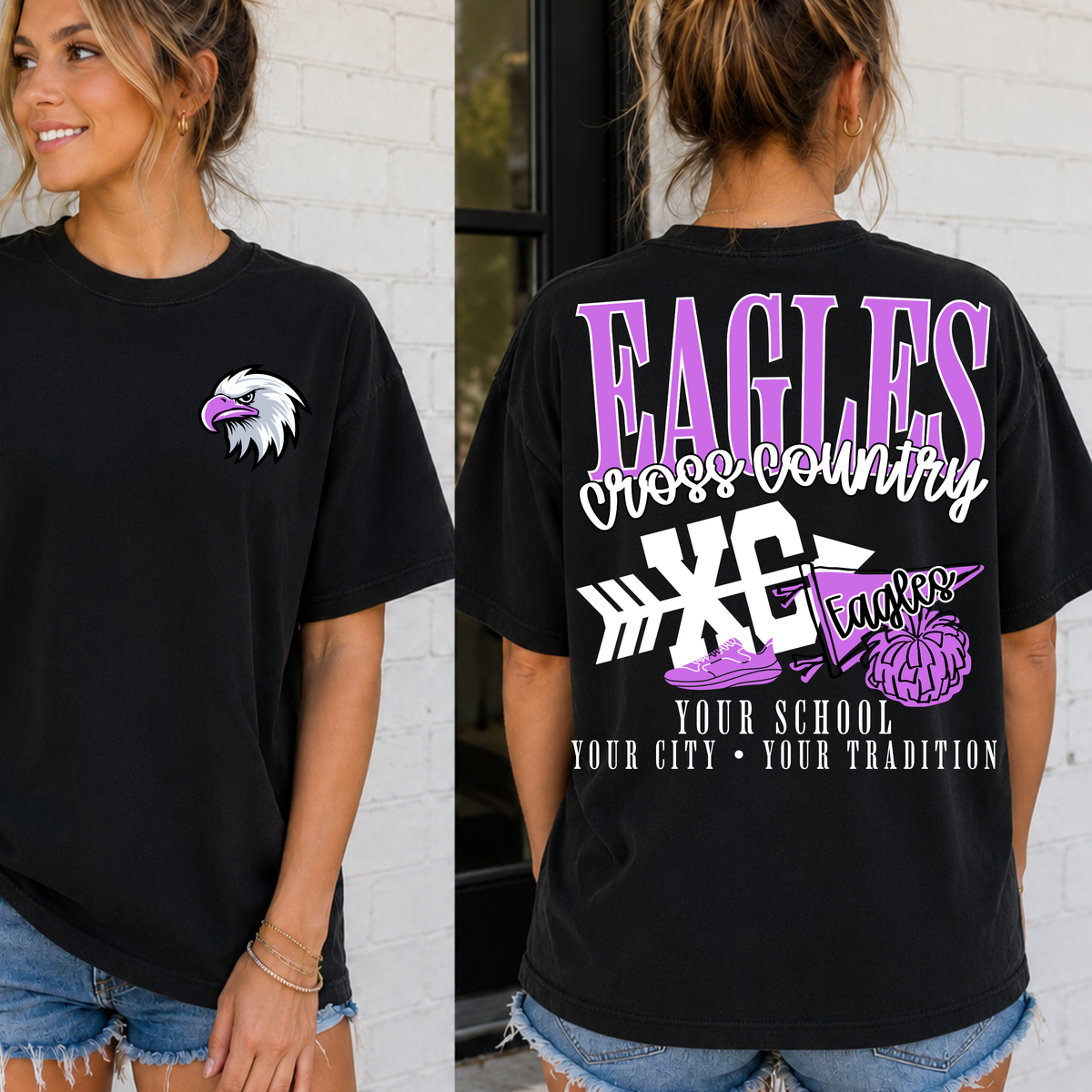 Custom Cross Country School Spirit Mascot Top — design example 1