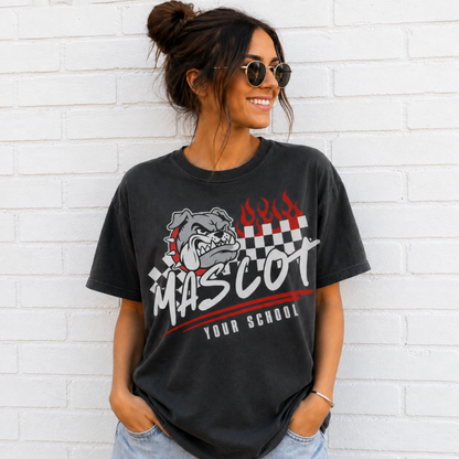 Custom Checkered Flame Mascot Top — design example 1