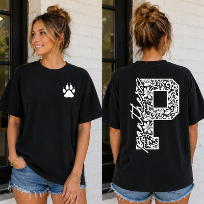 Custom Floral Lace Initial School Spirit Mascot Top — design example 1