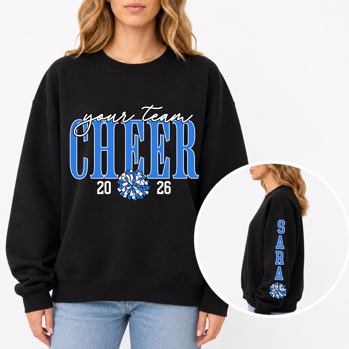 Custom Cheer With Pom And Sleeve Top — design example 1