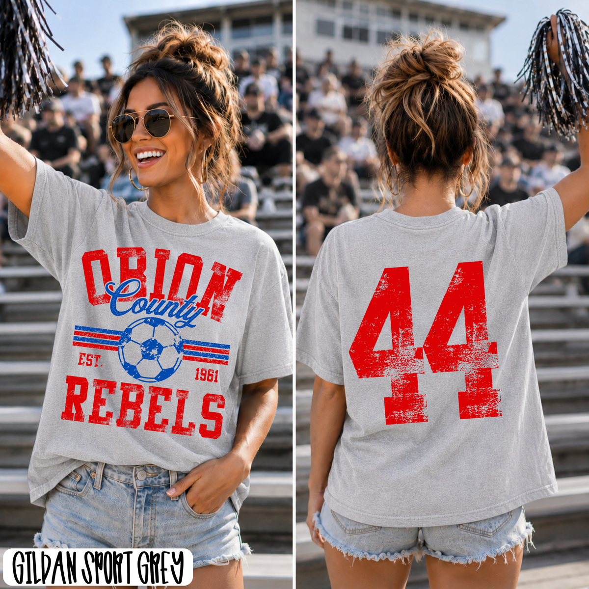 Custom Distressed Soccer Top mockup showing the pictured apparel design.