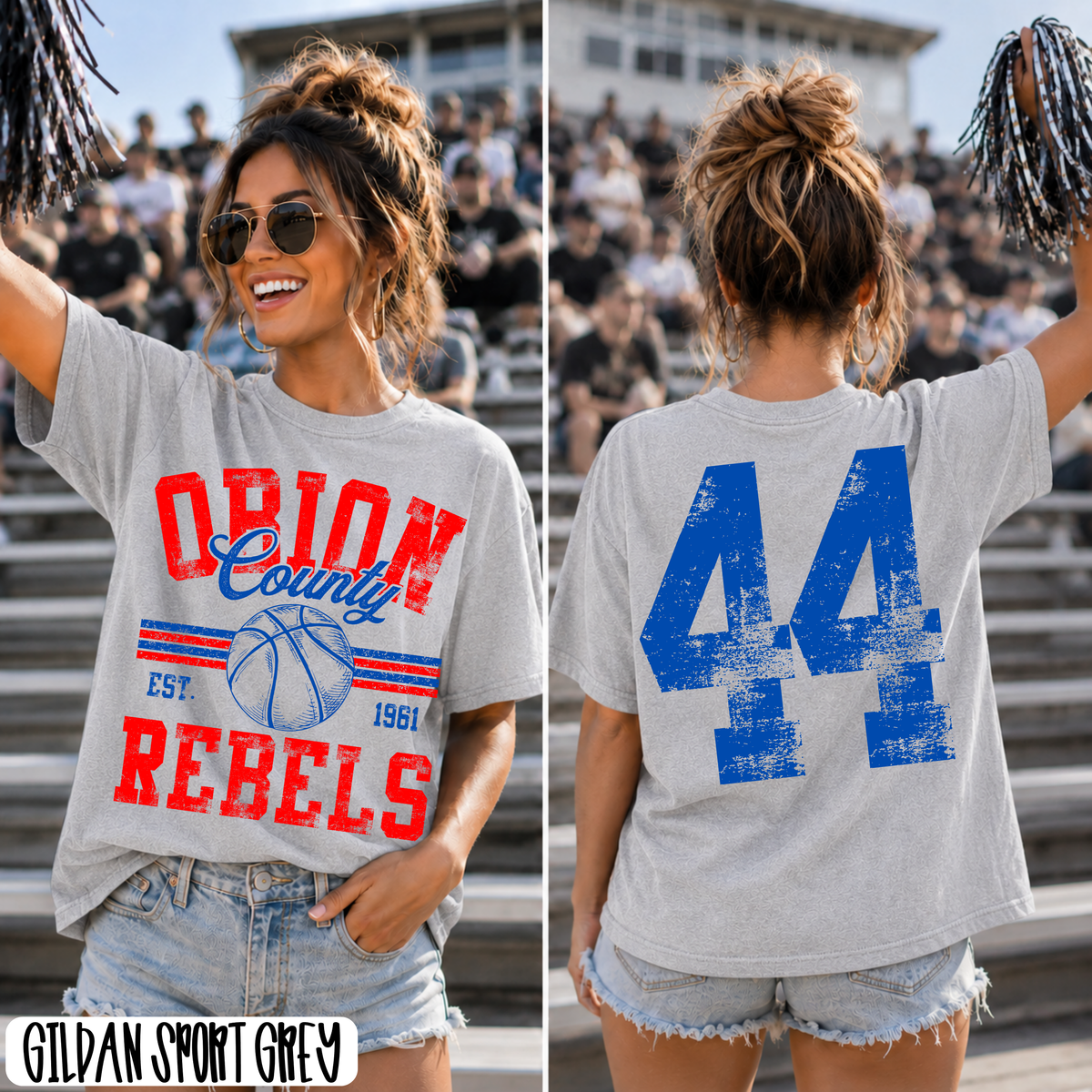 Custom Distressed Basketball Top mockup showing the front and back design.
