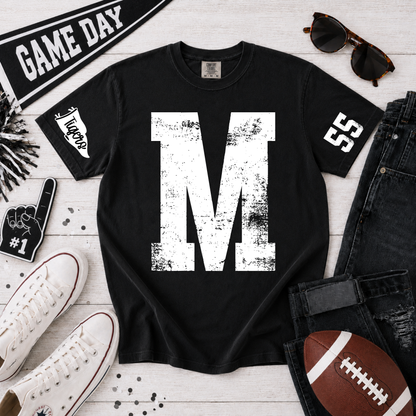 Custom Distressed Varsity Stretch Monogram Top — design example 1