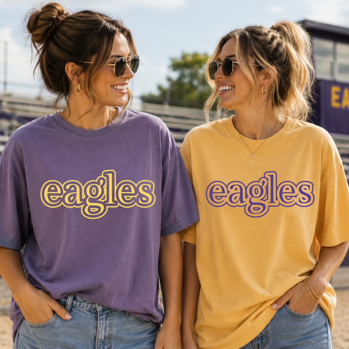 Custom Bubble Double Outline School Spirit Mascot Top — design example 1