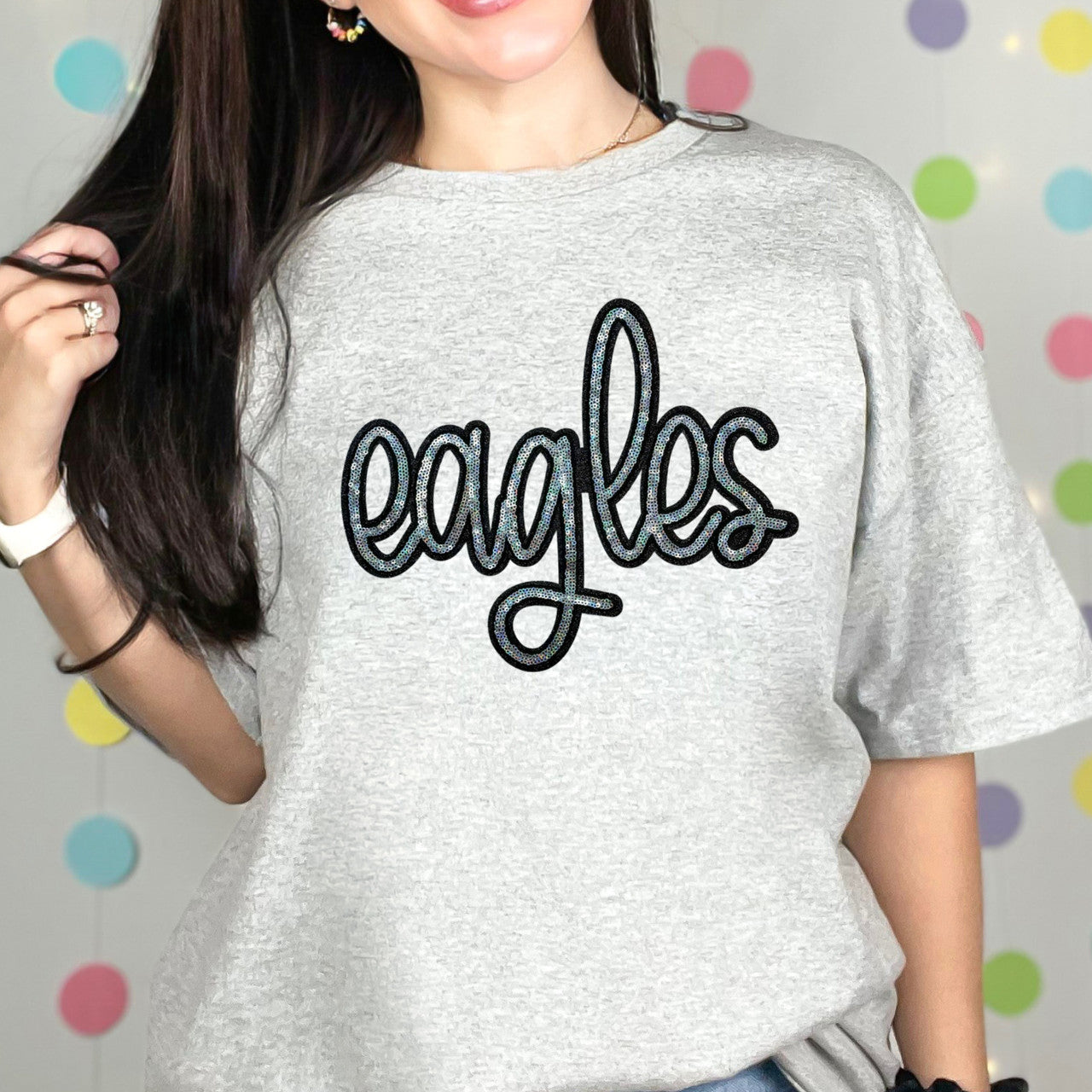 Eagles Mascot Real Sequin Patch Top