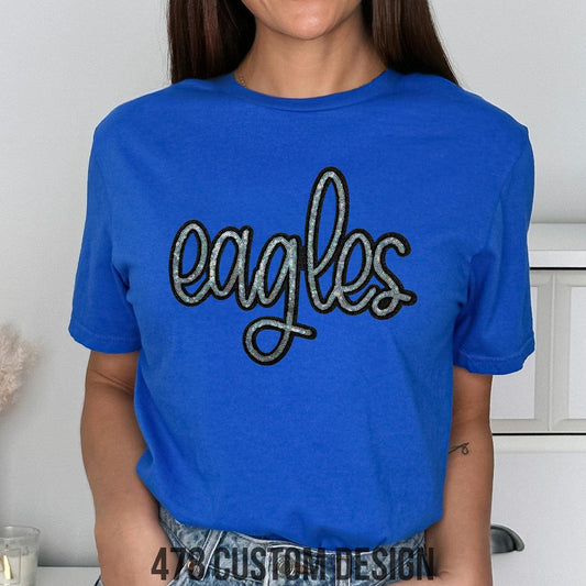 Eagles Mascot Real Sequin Patch Top