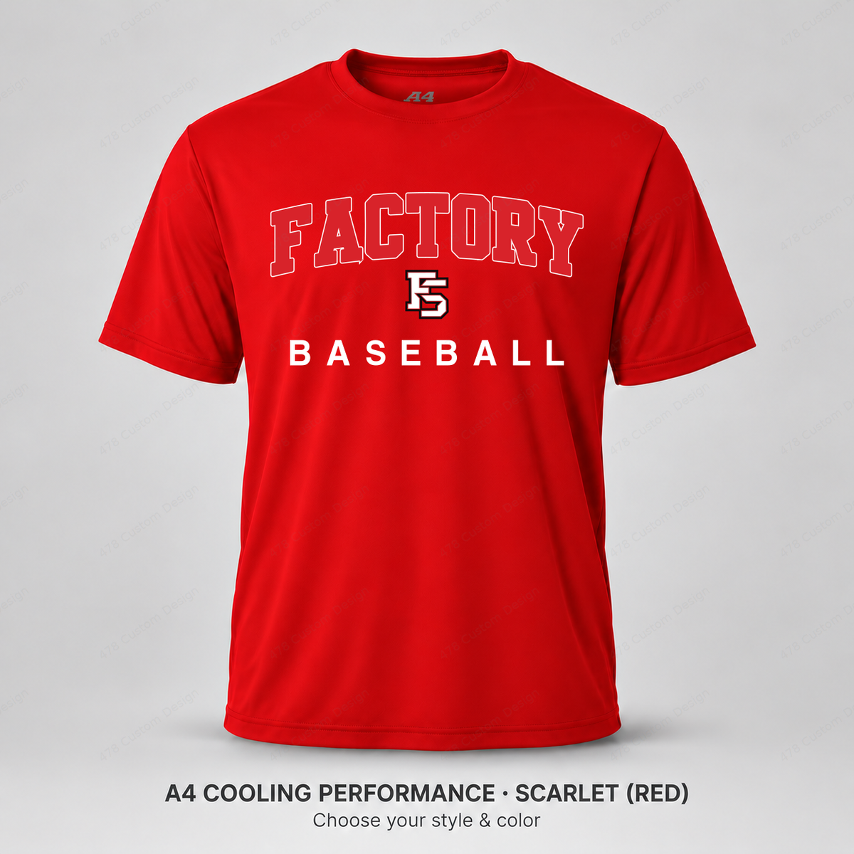 Factory Baseball 02A Collegiate Arch — A4 Scarlet