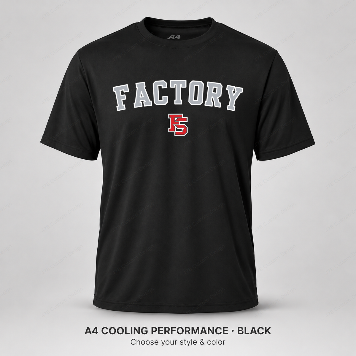 Factory Baseball 05 — Black — corrected artwork and visible 478 Custom Design watermark