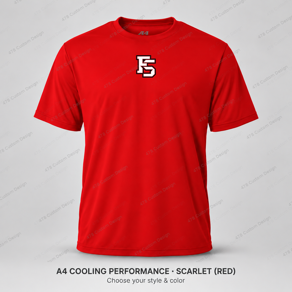 Factory FS small upper center — lowered slightly — Scarlet