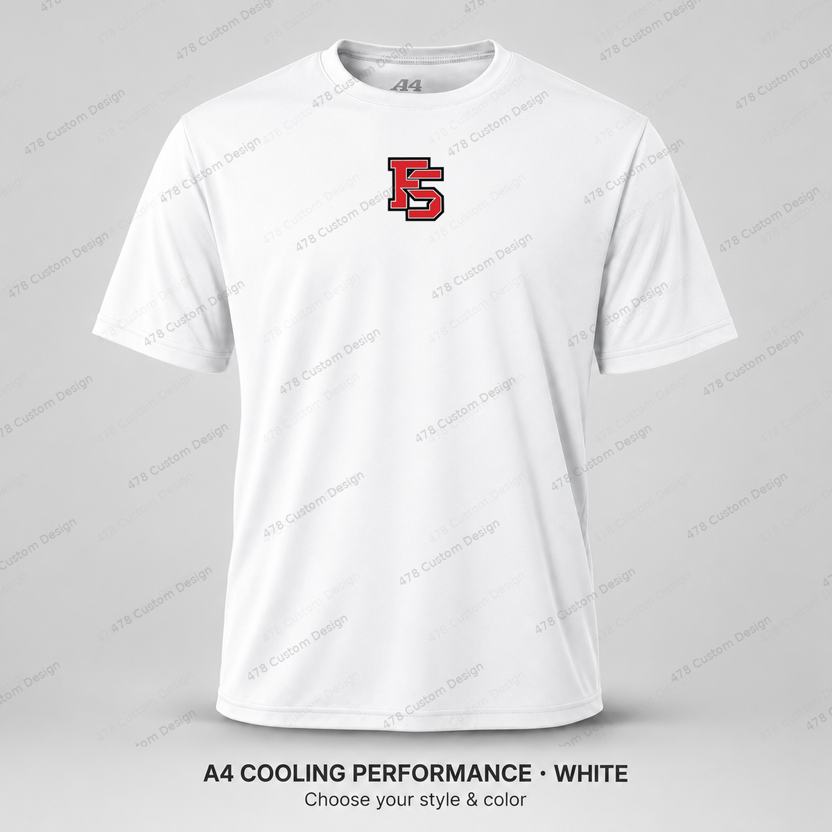 Factory FS small upper center — lowered slightly — White