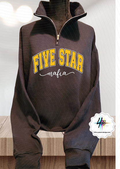 Five Star Baseball 1/4 Zip Fleece Women Style-BLACK