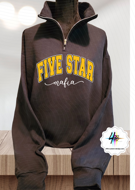 Five Star Baseball 1/4 Zip Fleece Women Style-BLACK