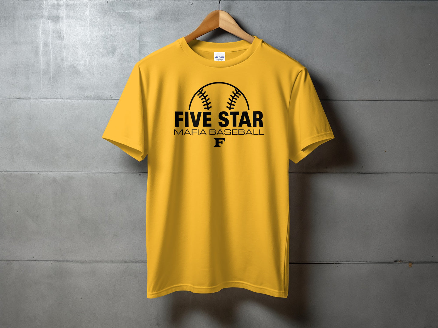 Five Star Baseball Shirt- Baseball Stencil Design