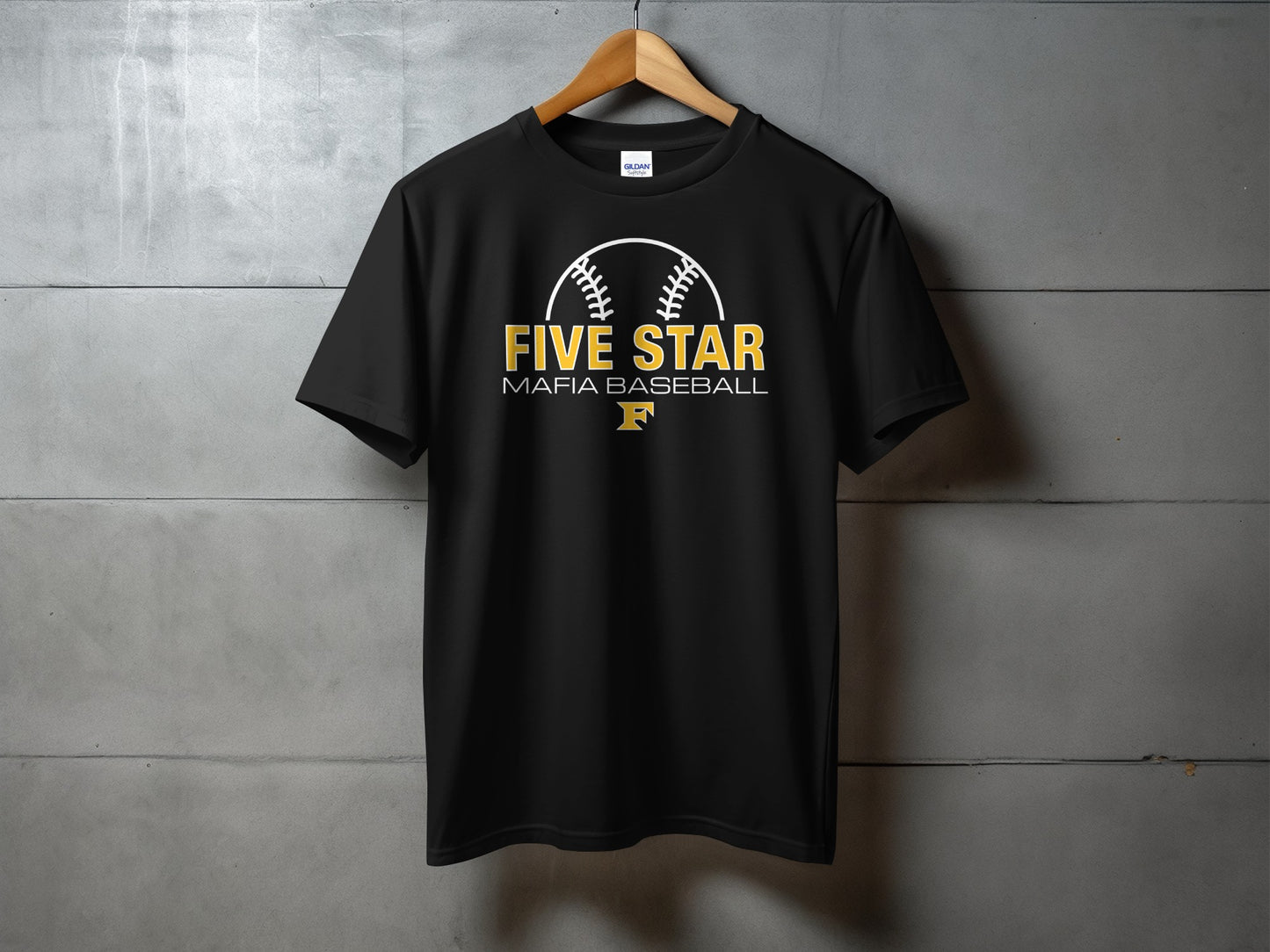 Five Star Baseball Shirt- Baseball Stencil Design