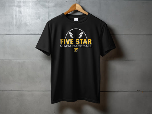 Five Star Baseball Shirt- Baseball Stencil Design