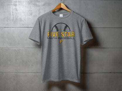 Five Star Baseball Shirt- Baseball Stencil Design