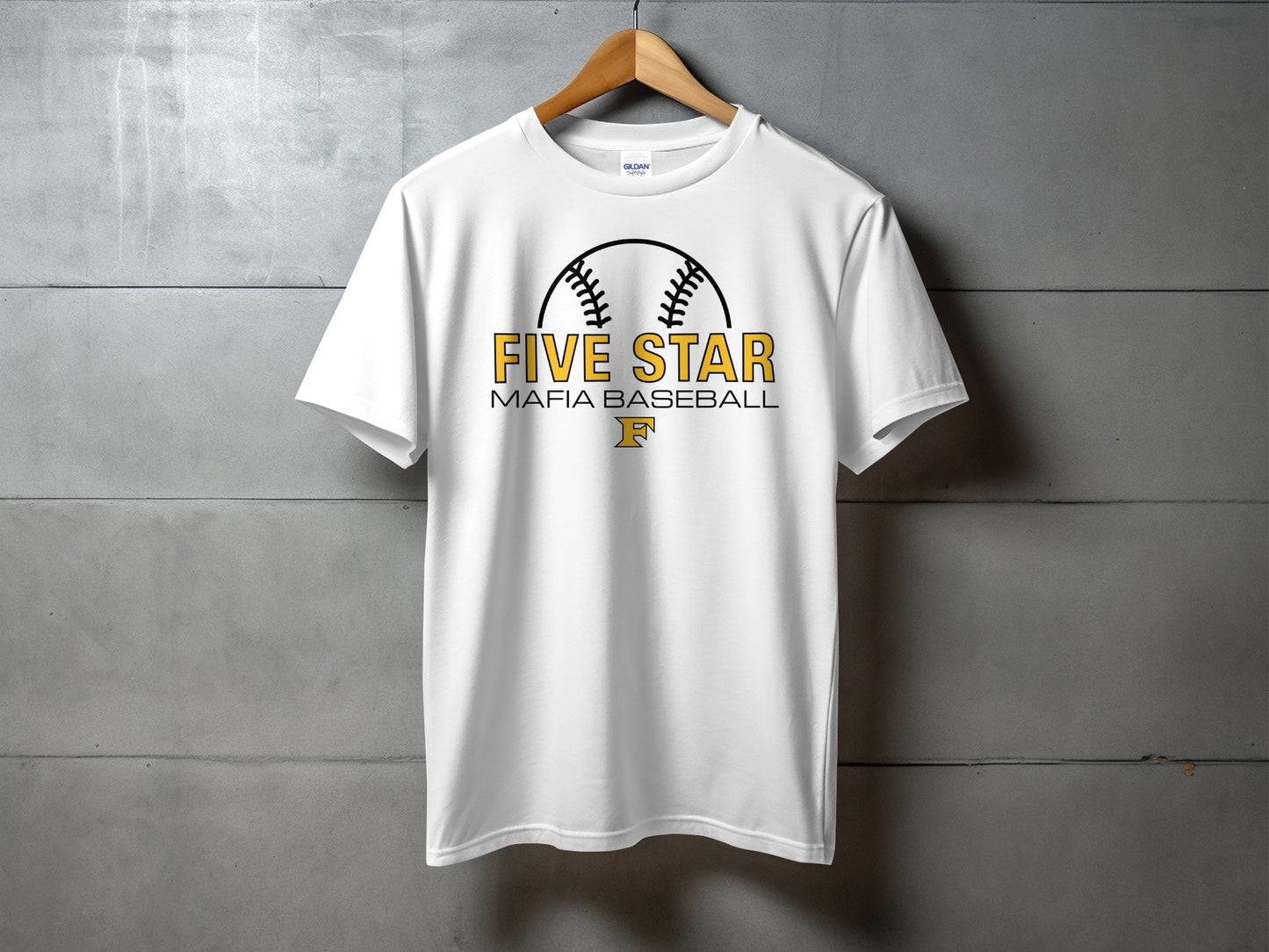 Five Star Baseball Shirt- Baseball Stencil Design
