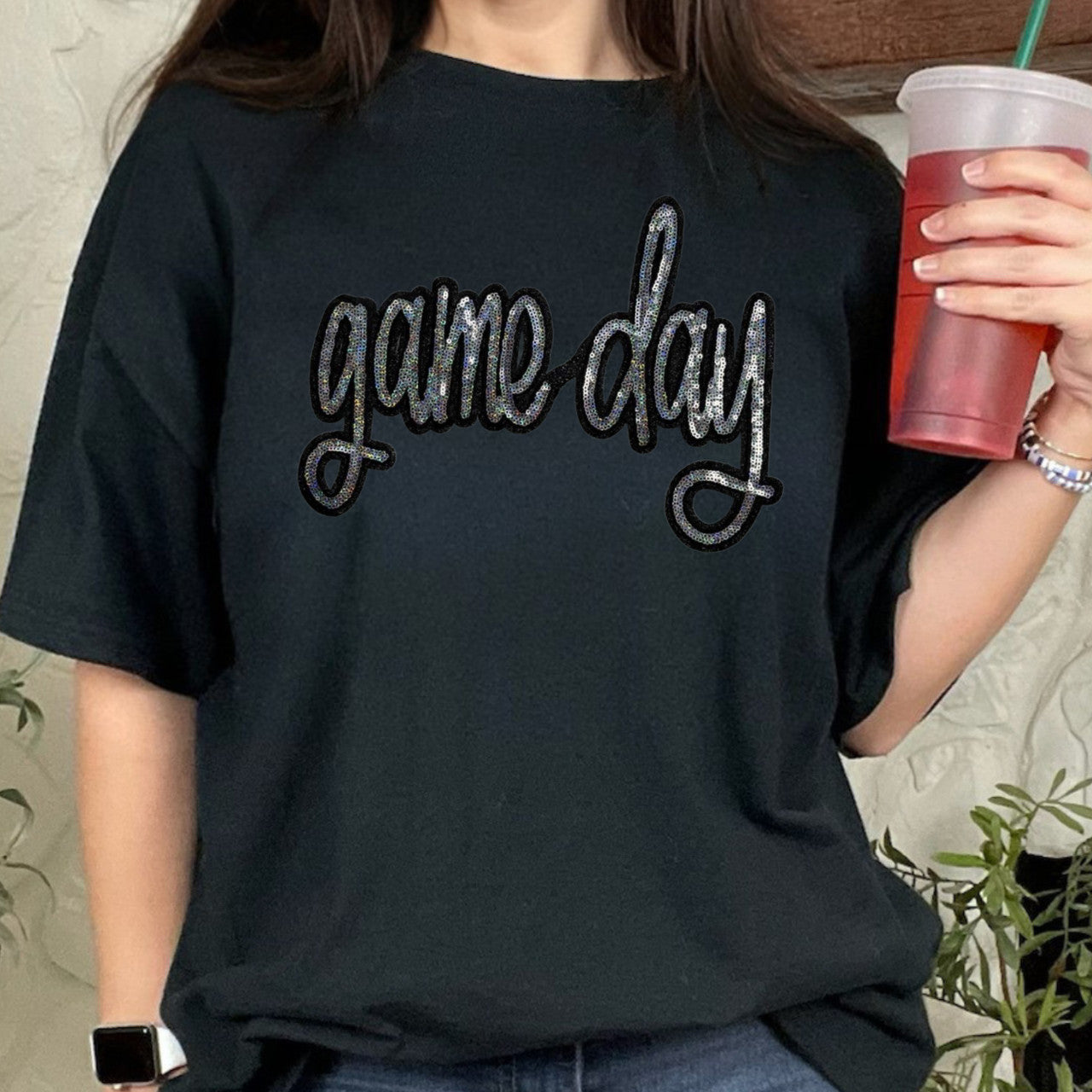 Game Day Real Sequin Patch Top