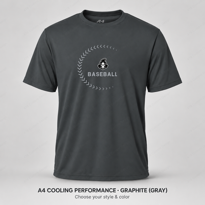 Ghost Baseball Sweeping Stitches — Gray — larger logo and BASEBALL, gray stitching