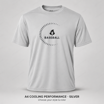 Ghost Baseball Sweeping Stitches — Silver — larger logo and BASEBALL, gray stitching