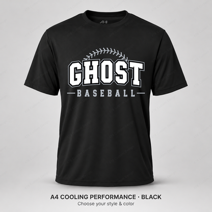 Ghost Baseball Arched Baseball Stitching — Black