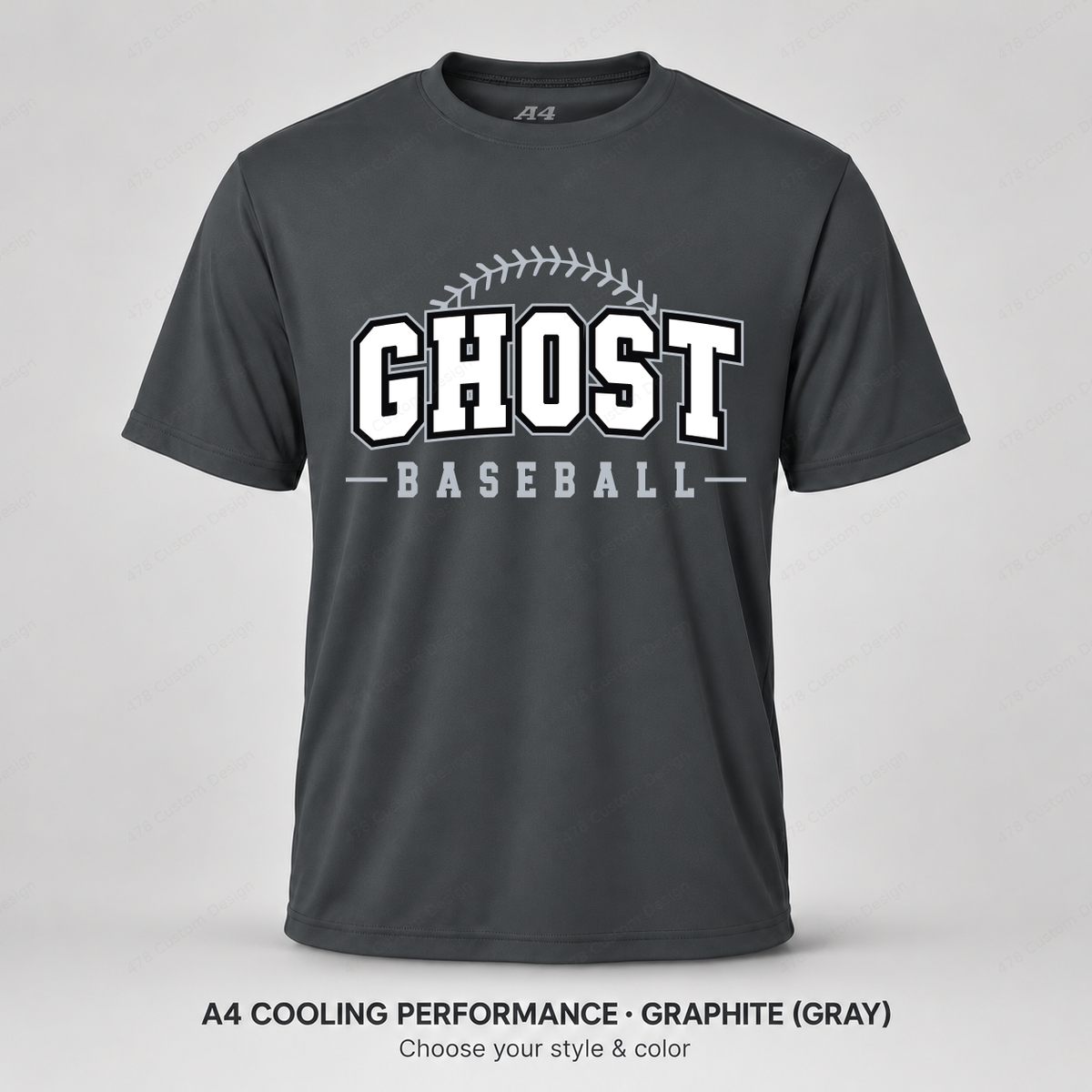 Ghost Baseball Arched Baseball Stitching — Gray