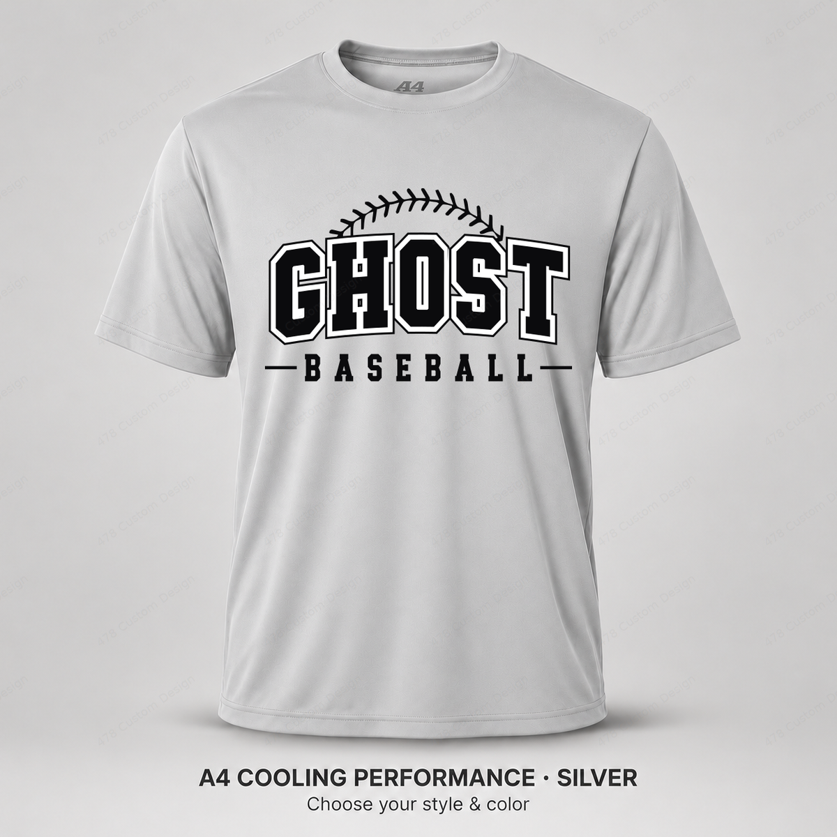 Ghost Baseball Arched Baseball Stitching — Silver