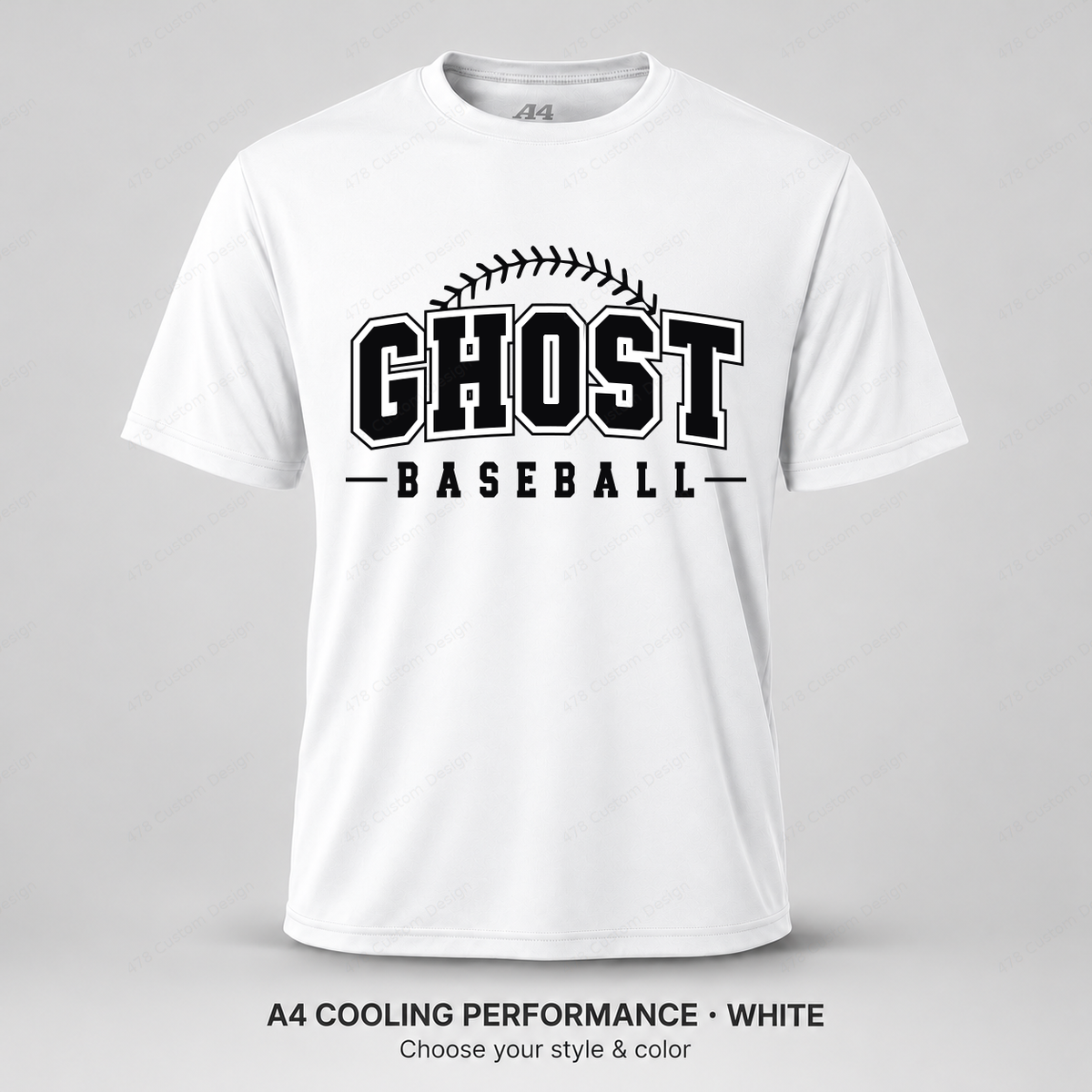 Ghost Baseball Arched Baseball Stitching — White