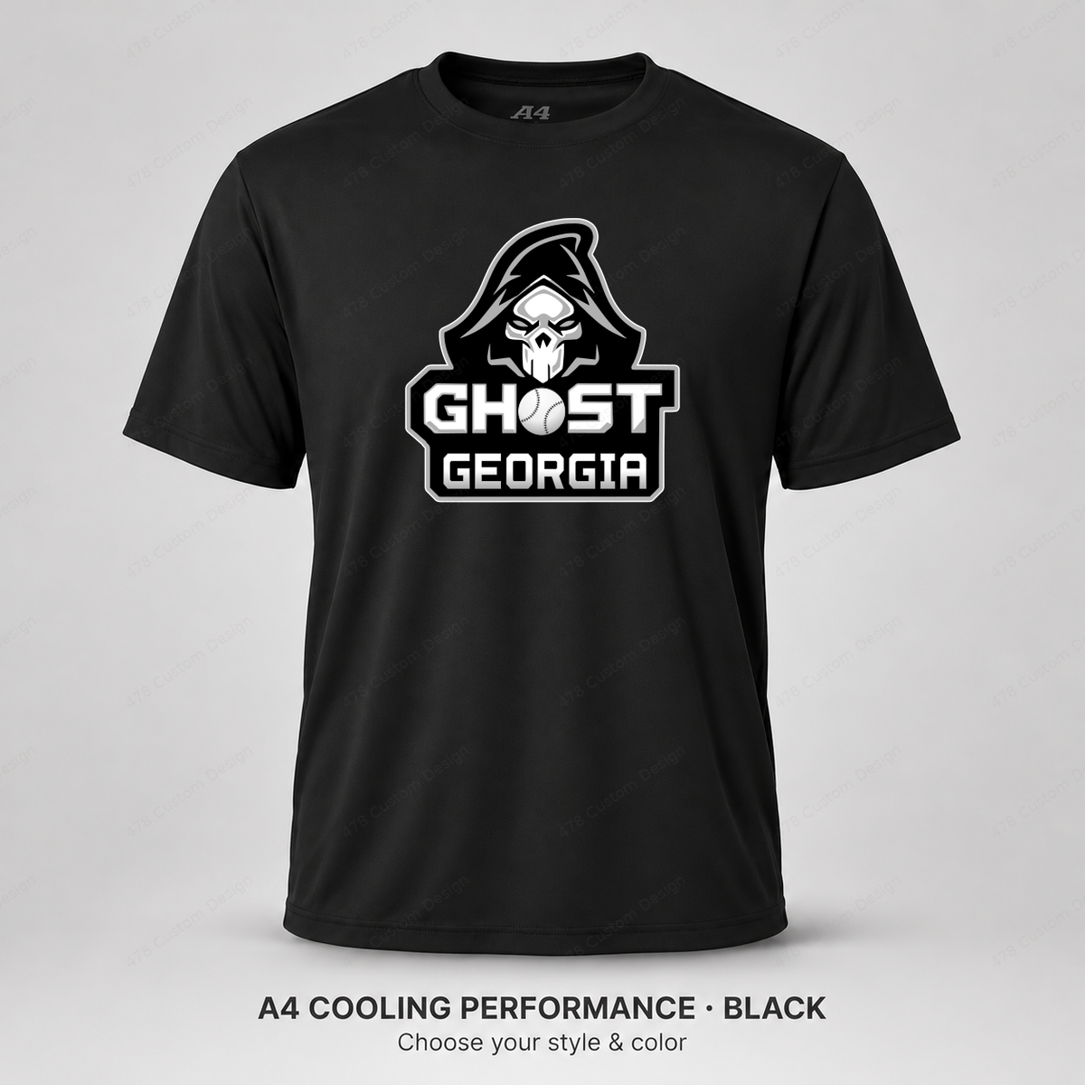 Ghost Ghost Georgia Logo — smaller main logo — Black — shirt logo reduced 8%