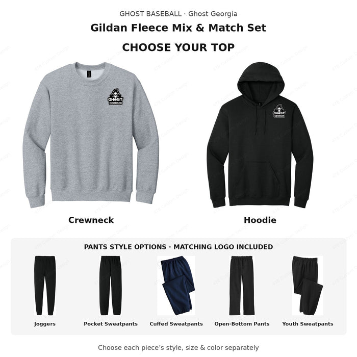 Ghost Baseball — Ghost Georgia — Gildan Fleece Matching Set — choose your top and pants; all available style choices