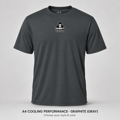 Ghost Baseball Ghost Georgia Logo — Small Upper Center — Gray — shirt logo reduced 8%